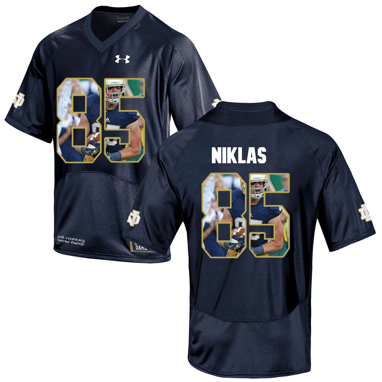 Men Norte Dame Fighting Irish #85 Niklas Navy Blue Fashion Edition Customized NCAA Jerseys